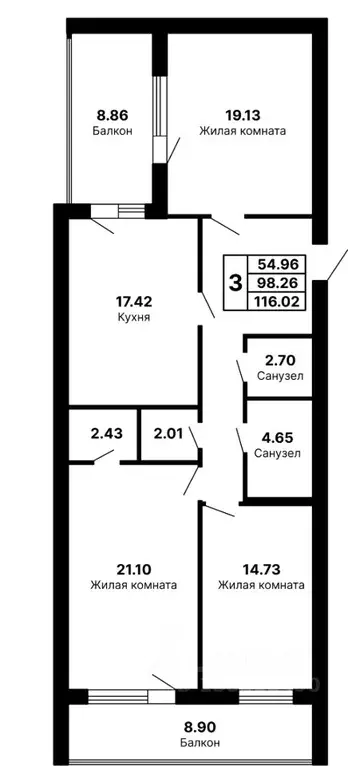 3-к кв. Самарская область, Самара ул. Максима Горького, 58Б (116.02 м) - Фото 1