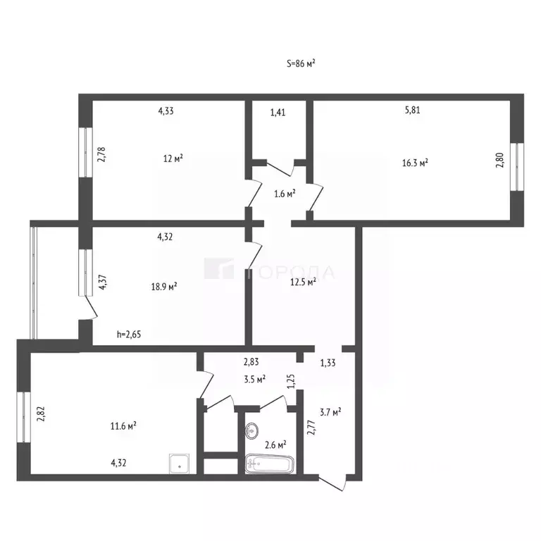 3-к кв. Алтайский край, Барнаул ул. Малахова, 146 (86.0 м) - Фото 2