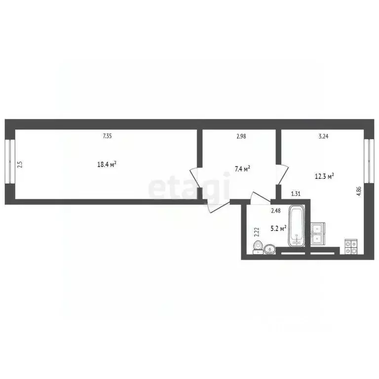 1-к кв. Саха (Якутия), Алдан ул. Молодежная, 2Б (43.3 м) - Фото 2