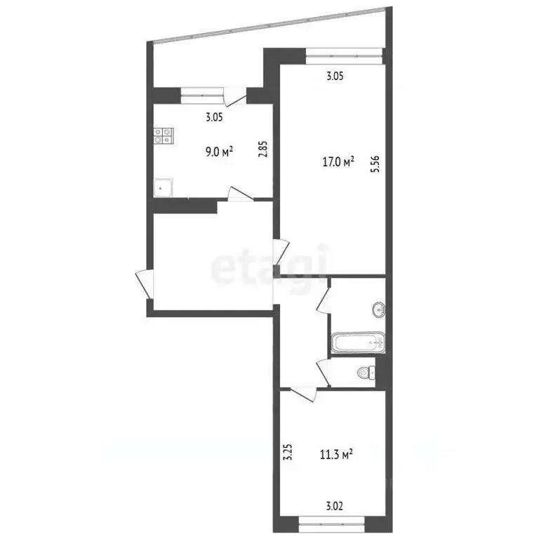 2-к кв. Ярославская область, Рыбинск Лосевская ул., 17 (52.5 м) - Фото 2