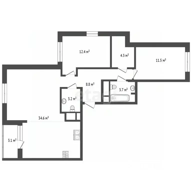 3-к кв. Московская область, Котельники Новые Котельники мкр, 22 (80.0 ... - Фото 2