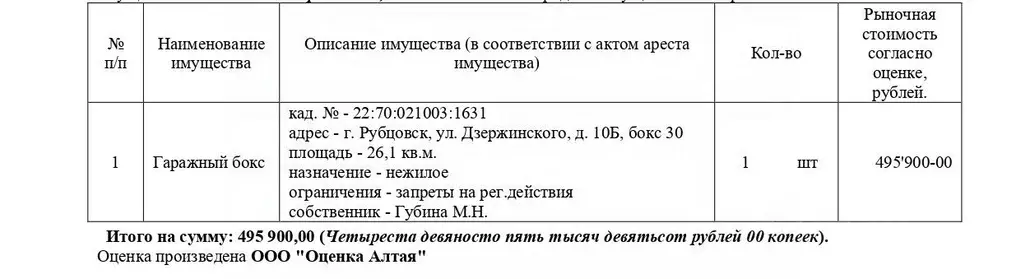 Гараж в Алтайский край, Рубцовск ул. Дзержинского, 10Б (26 м) - Фото 1