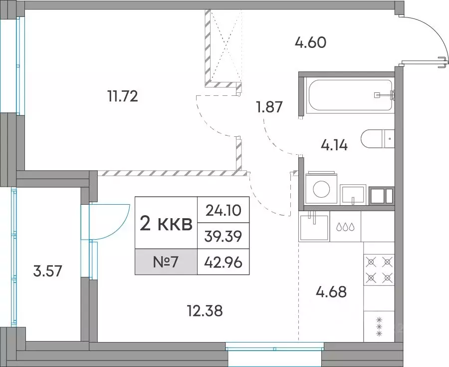 2-к кв. Карелия, Петрозаводск Александровский Завод тер.,  (42.96 м) - Фото 1