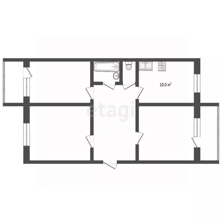 3-к кв. Забайкальский край, Чита 1-й мкр, 24 (68.4 м) - Фото 2