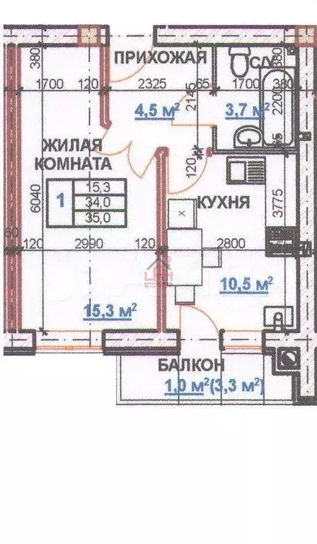1-к. квартира, 35 м, 3/4 эт. - Фото 0