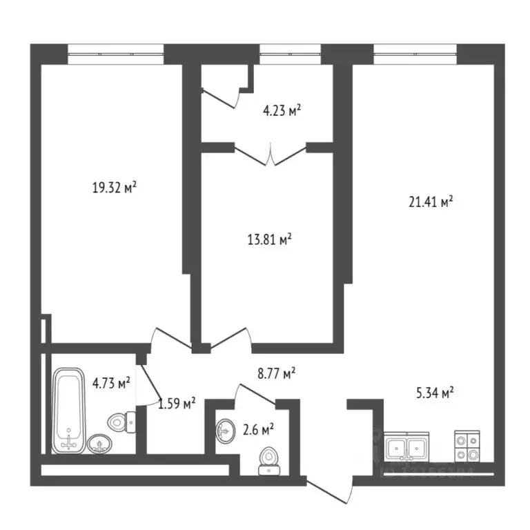 2-к кв. Тюменская область, Тюмень ул. 50 лет Октября, 63Г (81.4 м) - Фото 2