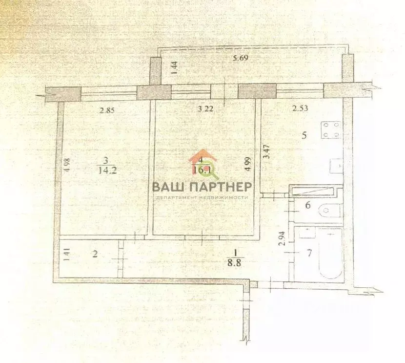 2-к кв. Волгоградская область, Волгоград Шекснинская ул., 2 (54.1 м) - Фото 2