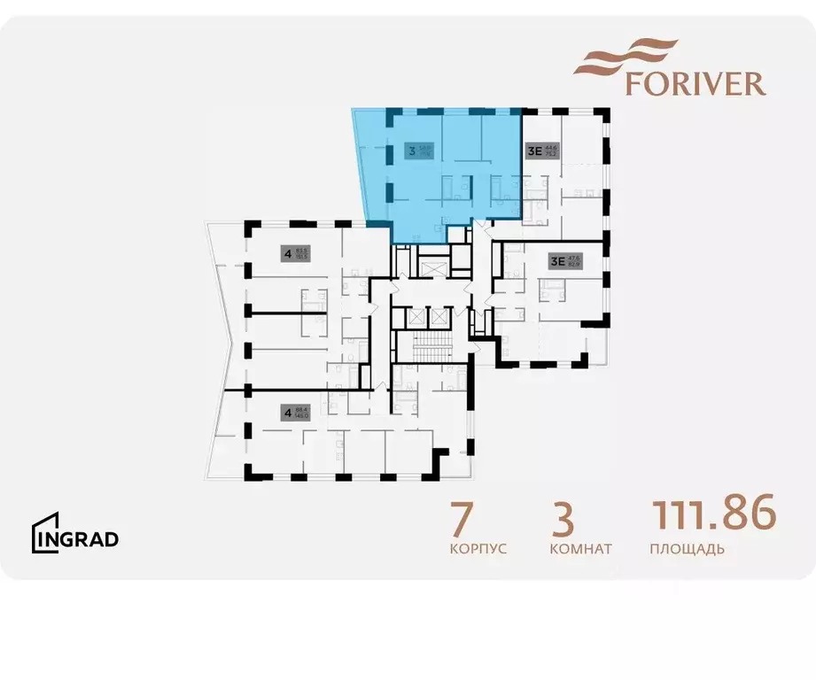 3-к кв. Москва Г мкр, Форивер жилой комплекс, 7 (111.86 м) - Фото 1