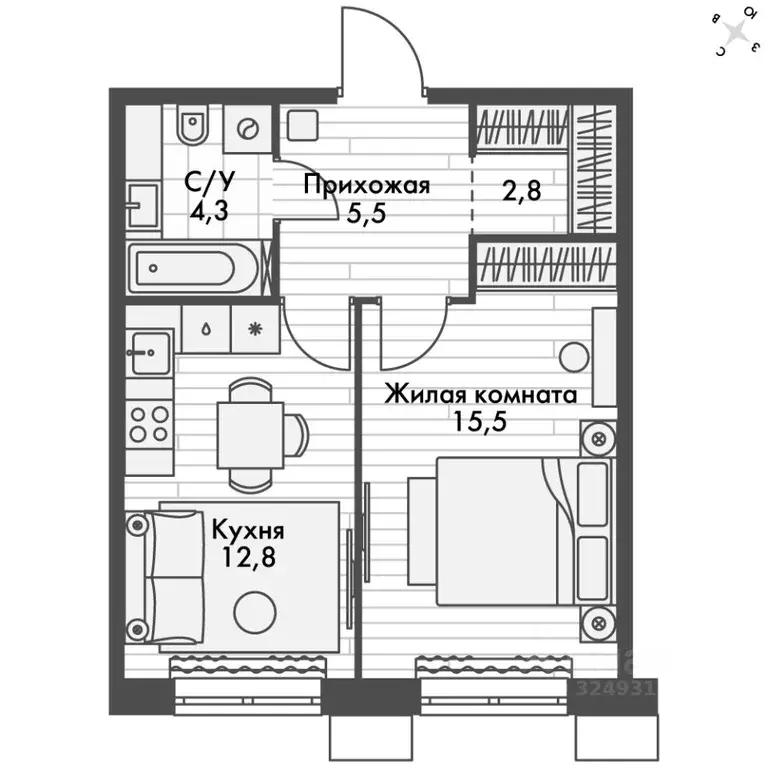 1-к кв. Приморский край, Владивосток Снеговая Падь мкр, ул. Адмирала ... - Фото 2