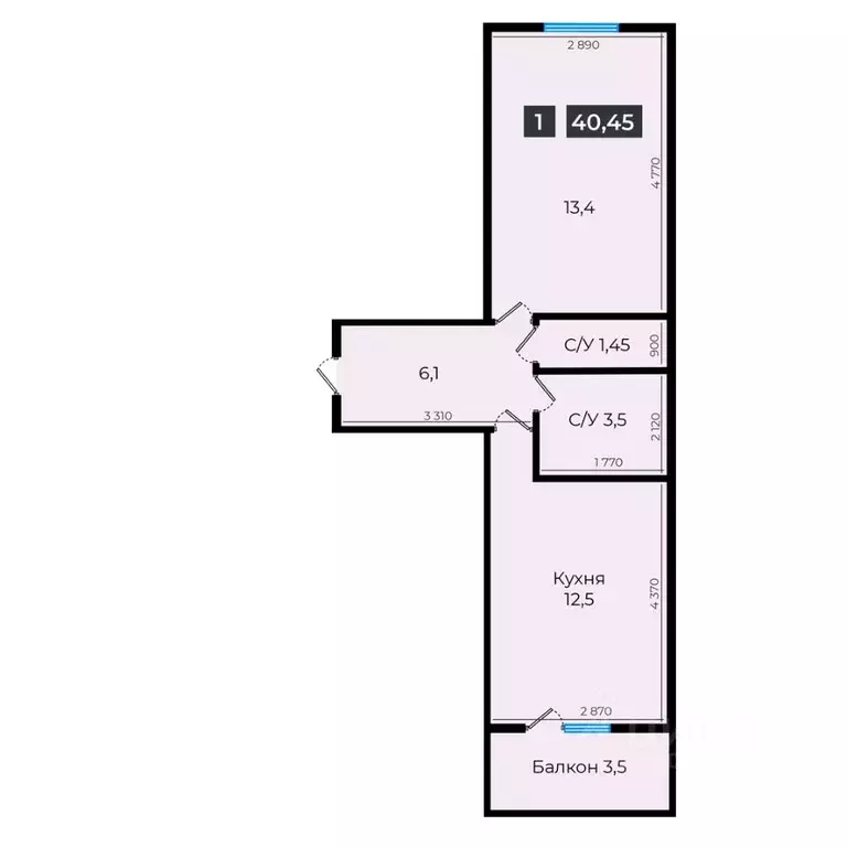 1-к кв. Ставропольский край, Ставрополь ул. Южный обход, 53В (40.45 м) - Фото 1