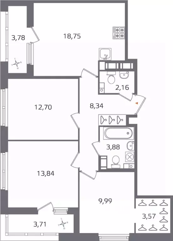 3-к кв. Санкт-Петербург Полюстрово тер.,  (76.98 м) - Фото 0