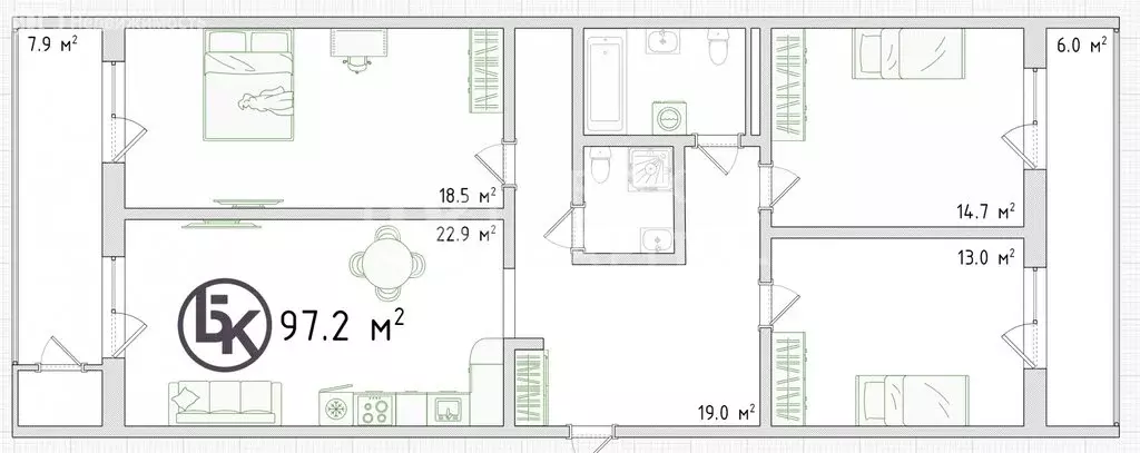 3-комнатная квартира: Новосибирск, улица Аэропорт, 49 (97.2 м) - Фото 0