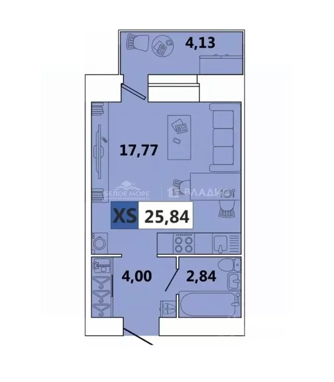Студия Архангельская область, Северодвинск Юбилейная ул., 3к1 (24.7 м) - Фото 2