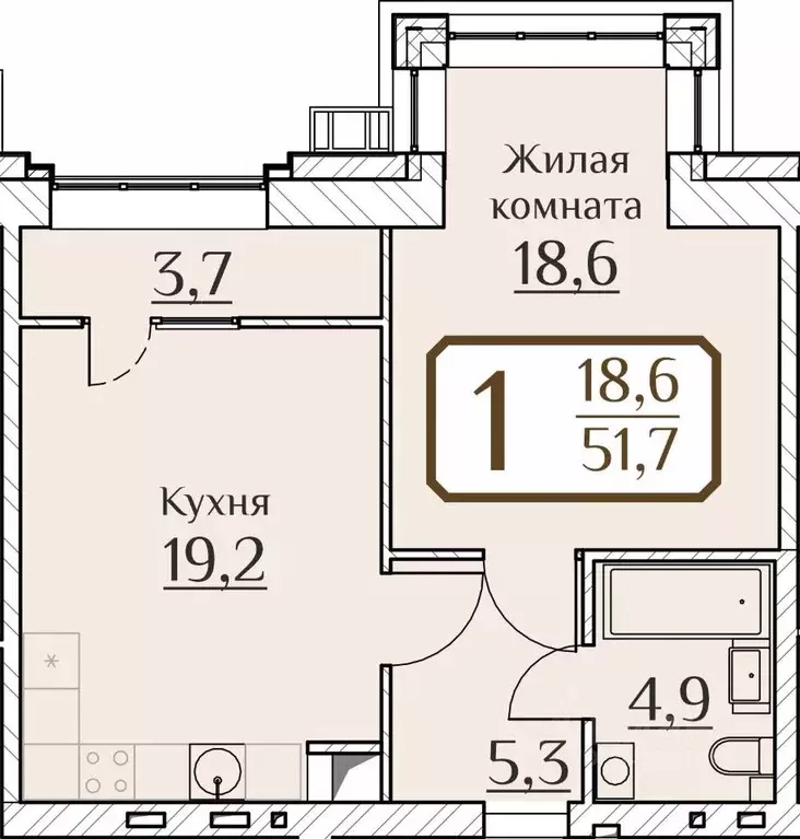 1-к кв. Чувашия, Чебоксары ул. Дегтярева, 15к2 (51.3 м) - Фото 0