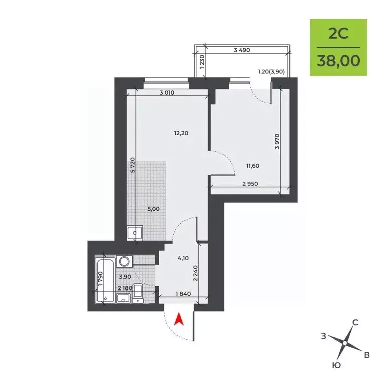 2-к кв. Новосибирская область, Новосибирск Юбилейный мкр,  (38.0 м) - Фото 0