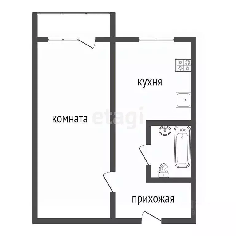 1-к кв. Тульская область, Узловая ул. Завенягина, 34 (30.1 м) - Фото 1