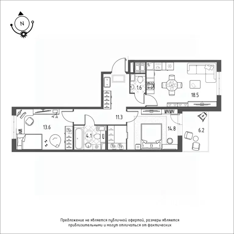 2-к кв. Омская область, Омск Зеленая река мкр, 12 (67.0 м) - Фото 0