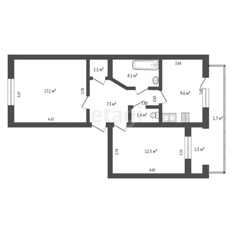 2-к кв. Крым, Феодосия ул. Степаняна, 63 (53.1 м) - Фото 2