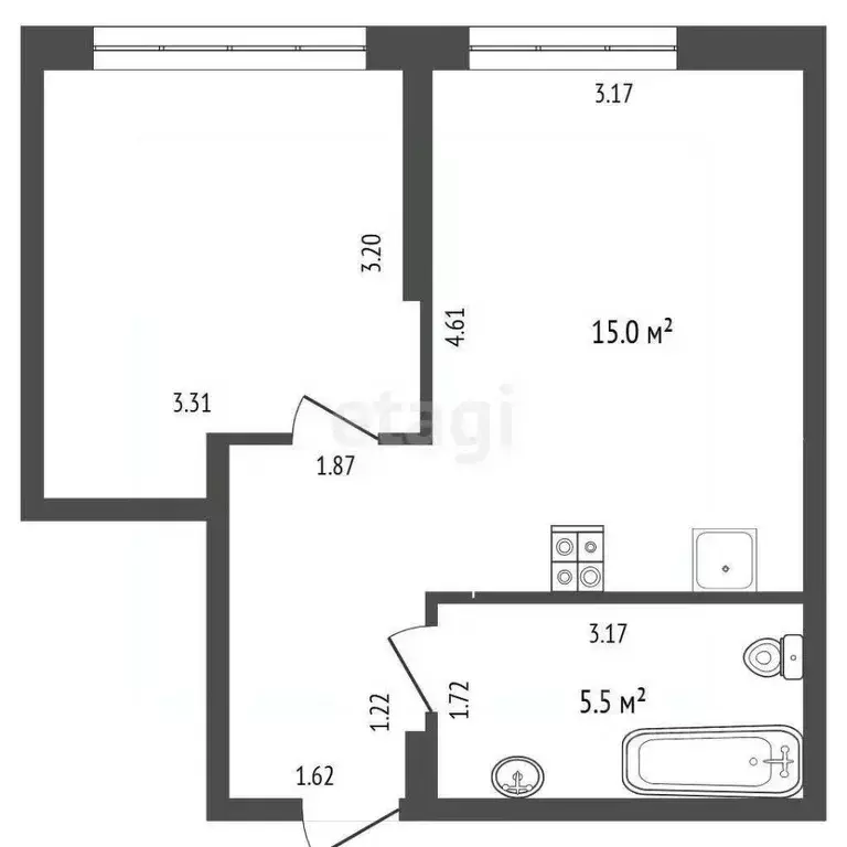 1-к кв. Тюменская область, Тюмень ул. Тимирязева, 8к1 (37.0 м) - Фото 1