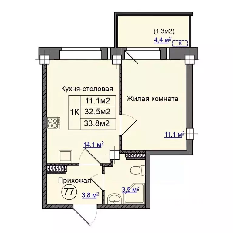 1-к кв. Псковская область, Псковский район, Завеличенская волость, д. ... - Фото 1