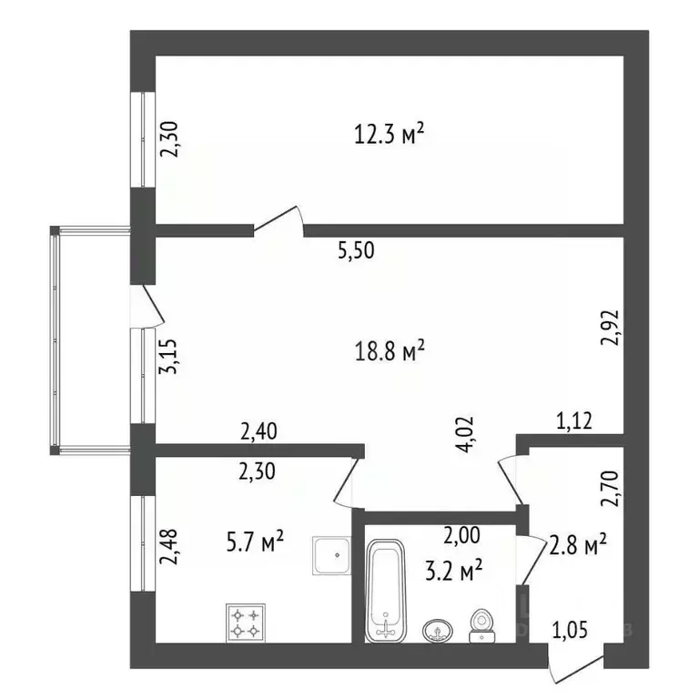 2-к кв. Амурская область, Благовещенск городской округ, с. Белогорье ... - Фото 2