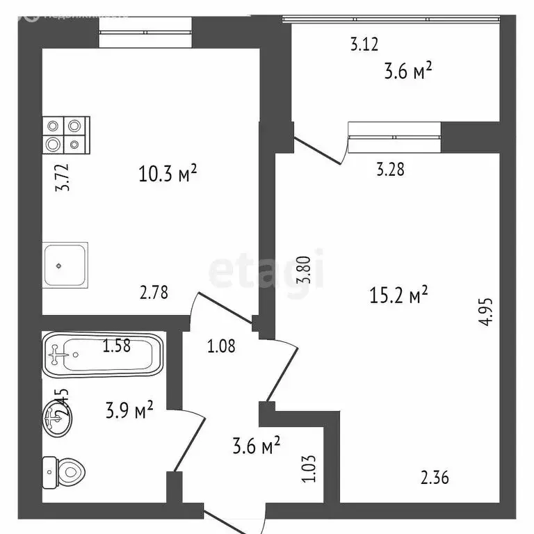 1-комнатная квартира: Ростов-на-Дону, Берберовская улица, 11с2 (31.3 ... - Фото 0