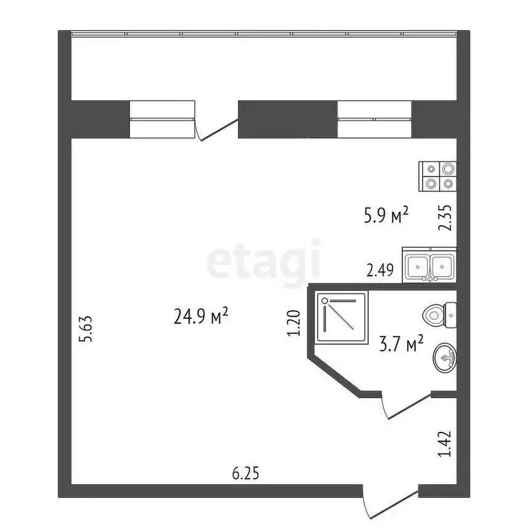 1-комнатная квартира: Феодосия, улица Габрусева, 13Б (33.5 м) - Фото 0