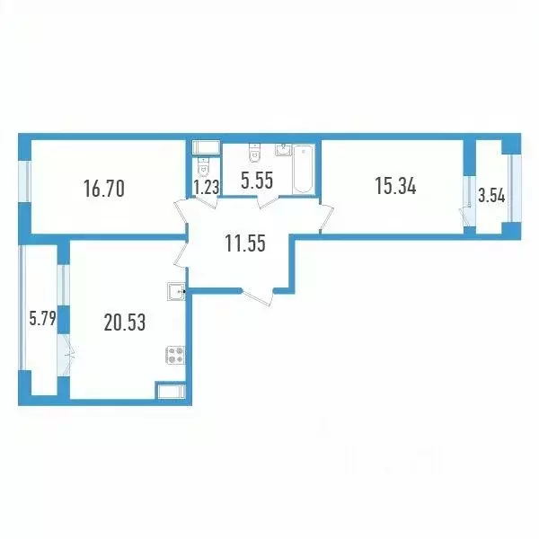 2-к кв. Санкт-Петербург Дефанс жилой комплекс (75.57 м) - Фото 0