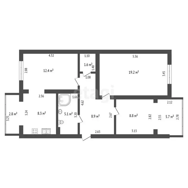 3-комнатная квартира: Туапсе, улица Калараша, 16 (64.4 м) - Фото 0