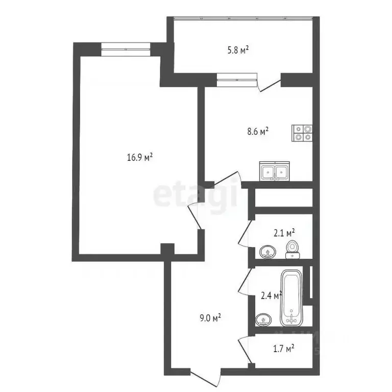1-к кв. Пензенская область, Пенза ул. Урицкого, 48 (46.5 м) - Фото 1