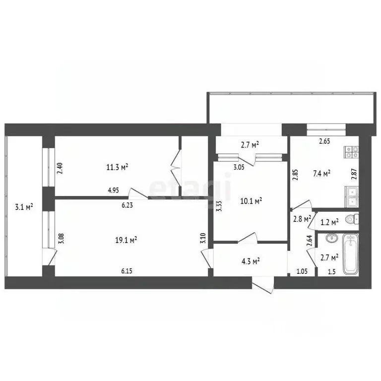 3-к кв. Крым, Феодосия ул. Крымская, 84 (62.4 м) - Фото 1