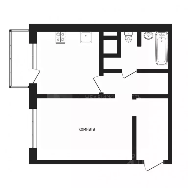 1-к кв. Тюменская область, Тюмень ул. Федюнинского, 54 (42.0 м) - Фото 1