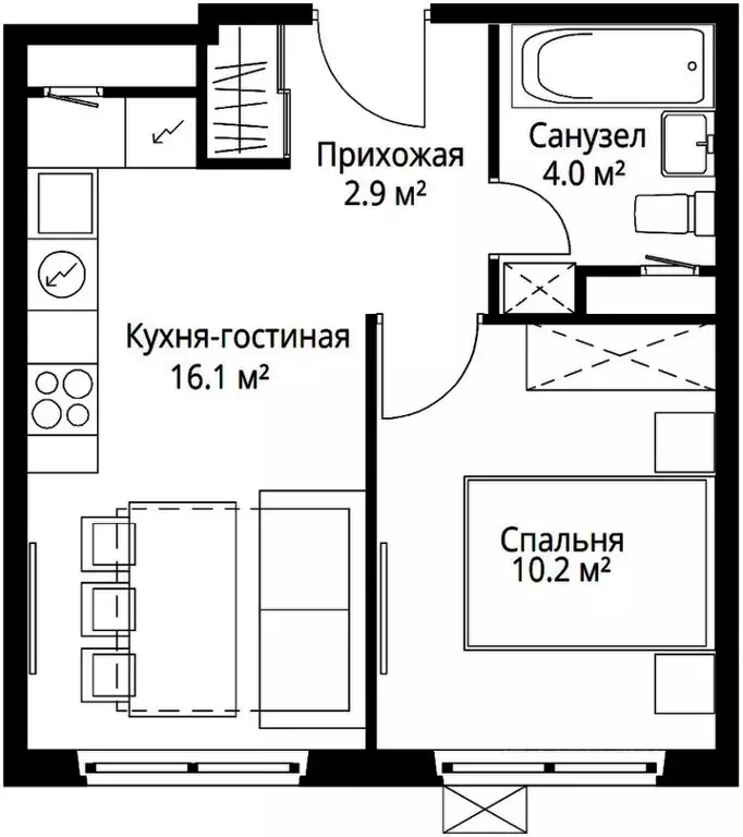 1-к кв. Московская область, Ленинский городской округ, д. Сапроново, ... - Фото 1