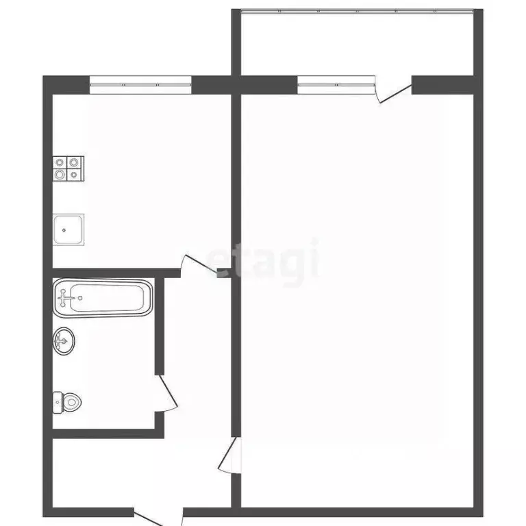 1-к кв. Тульская область, Узловая ул. 7-го съезда Советов, 9 (33.0 м) - Фото 2