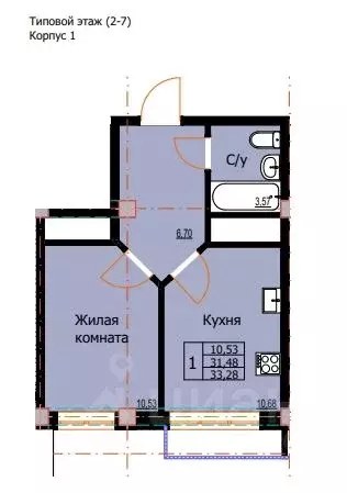 1-к кв. Ставропольский край, Ессентуки  (33.28 м) - Фото 0