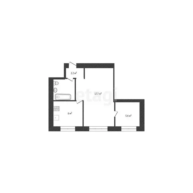 2-комнатная квартира: Миасс, улица Ферсмана, 8 (33.5 м) - Фото 1