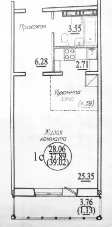Квартира, студия, 38 м - Фото 1