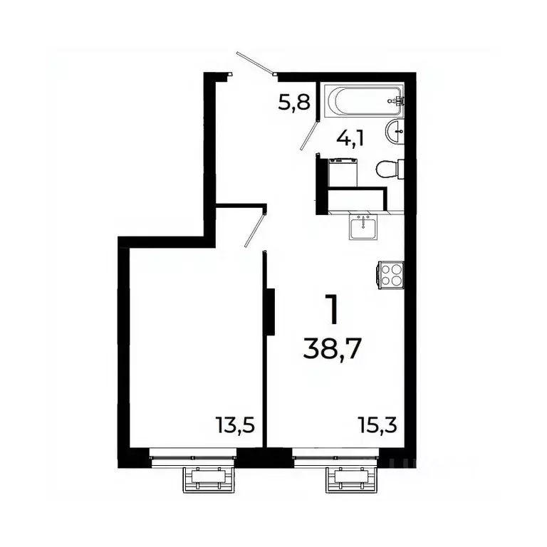 1-к кв. Нижегородская область, Нижний Новгород ул. Коперника, 15 (38.7 ... - Фото 1