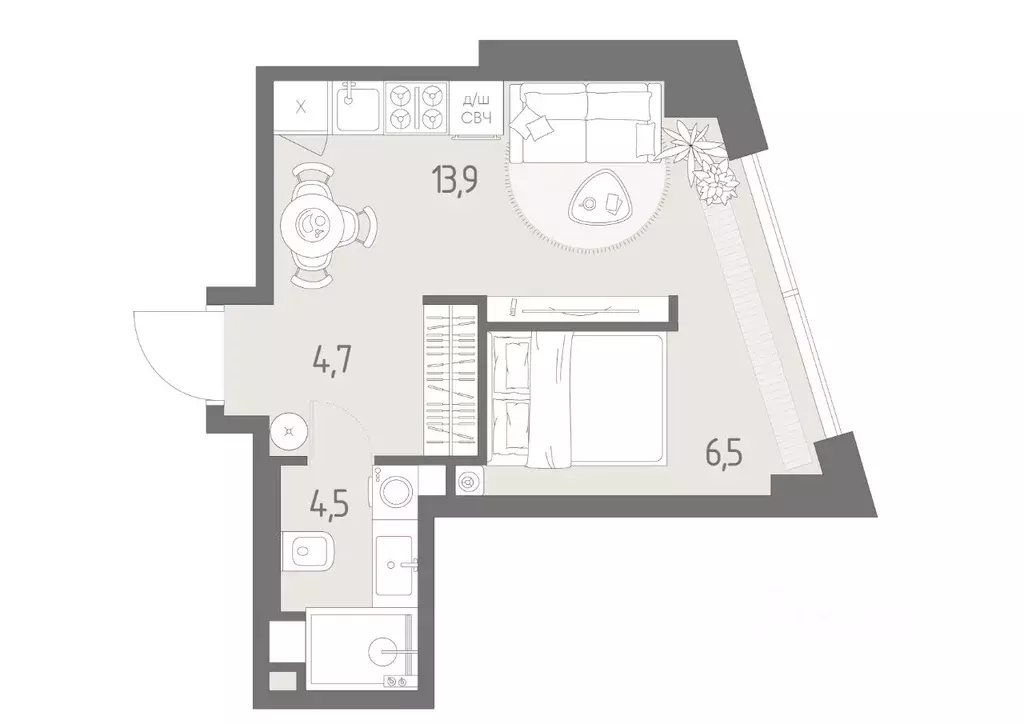 Студия Москва Родина Парк жилой комплекс, к5 (29.6 м) - Фото 2