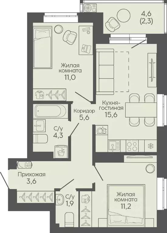 2-к кв. Волгоградская область, Волгоград Трехгорная ул., 27 (55.5 м) - Фото 1