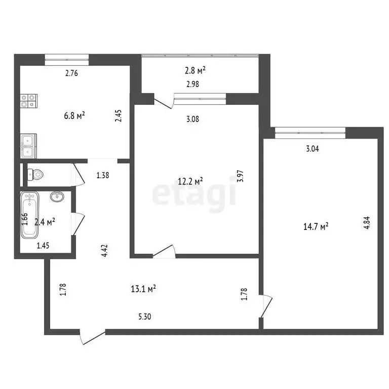 2-комнатная квартира: Яхрома, микрорайон Левобережье, 16 (50 м) - Фото 1
