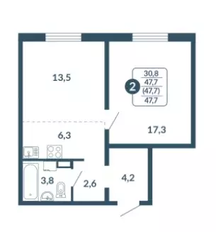 Продаётся 2-к квартира, 47.7 м - Фото 0