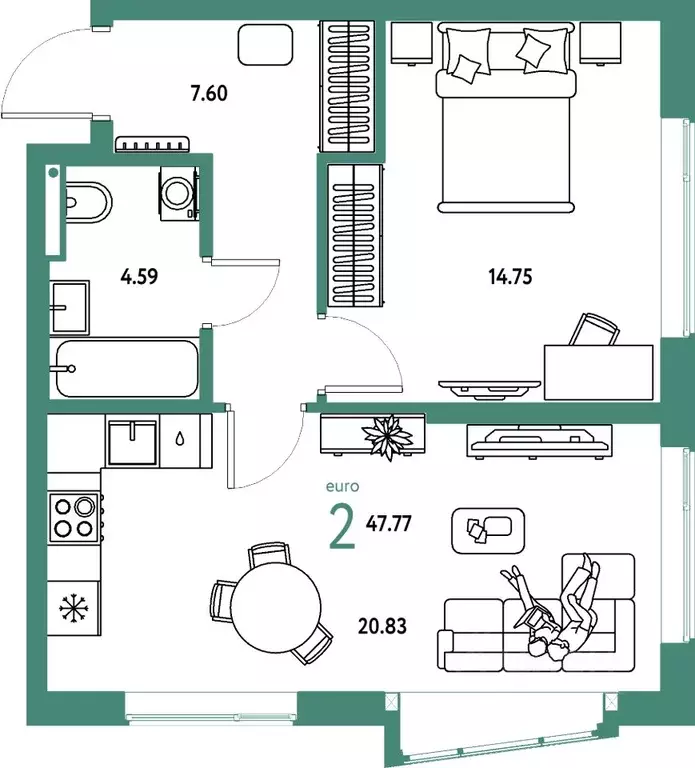 2-к кв. Московская область, Мытищи Страна.Парковая жилой комплекс ... - Фото 1