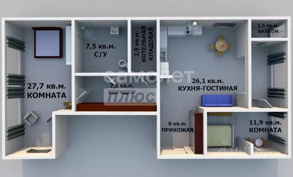 3-к кв. Краснодарский край, Анапа ул. Шевченко, 65 (91.0 м) - Фото 2