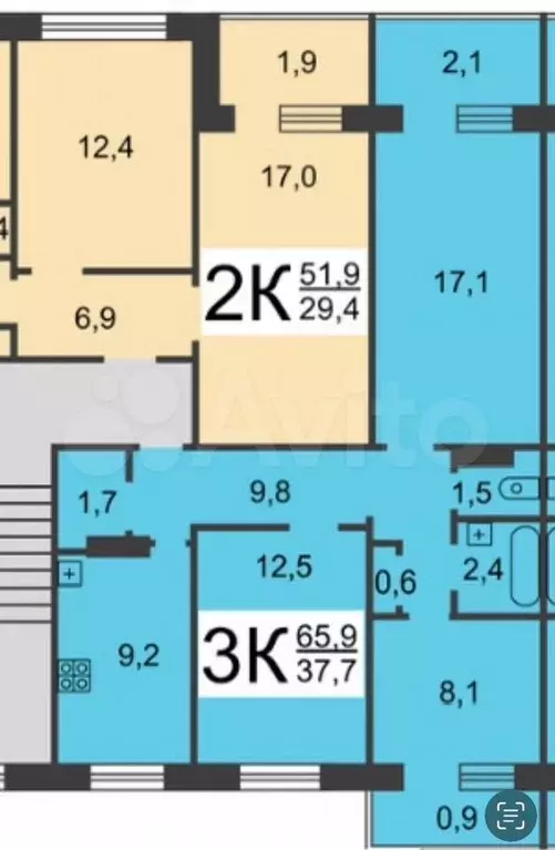 3-к. квартира, 63 м, 9/9 эт. - Фото 0