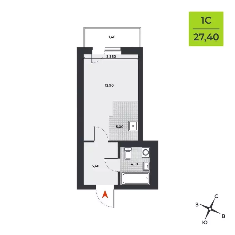 Продаётся квартира-студия, 27.4 м - Фото 0