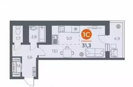 Квартира-студия: Ростов-на-Дону, улица Оганова, 20с2 (31 м) - Фото 1