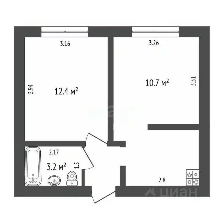 Комната Мордовия, Саранск Студенческая ул., 8 (31.0 м) - Фото 2