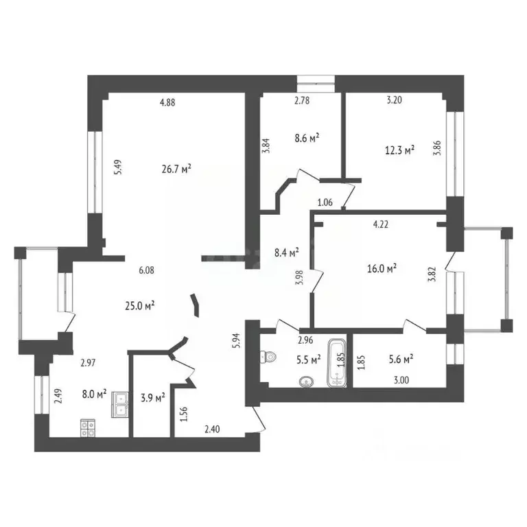 4-к кв. Тюменская область, Тюмень Широтная ул., 104к6 (120.4 м) - Фото 2