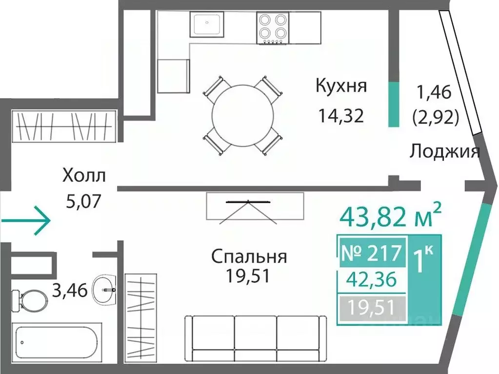 1-к кв. Крым, Симферополь Крымская роза мкр,  (43.82 м) - Фото 0